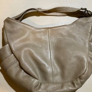 Tan Italian made leather hobo style bag